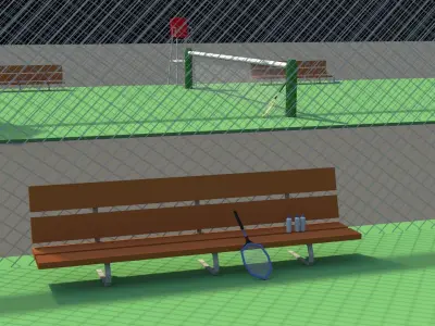 Low Poly Tennis Courts Low-poly 3D model