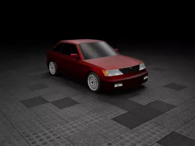 Low Poly Old Generic Hatchback  Low-poly 3D model