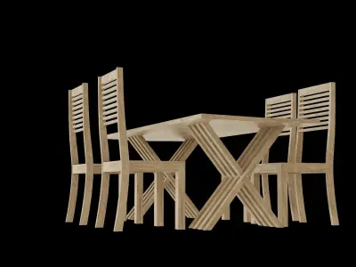 Table set Pack 09 Low-poly 3D model