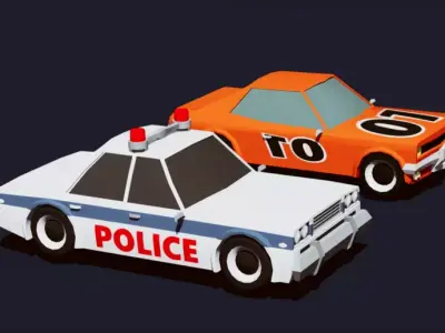 Cartoon Vehicles Low Poly Cars 3D Model Collection 001 Low-poly 3D model