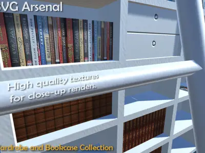 Wardrobe and Bookcase Collection - HQ Low-poly 3D model