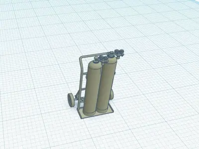 soldier car with oxygen and acetylene tank  1-87 scale H0 3D print model