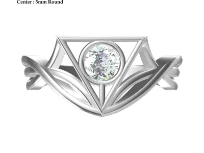 Solitaire Engagement Art Deco Ring 3D print model buy