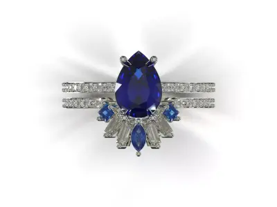 Royal Blue wedding cad ring model wr0131 3D print model