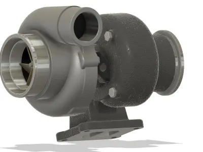 3d printable turbocharger with KN filter and hoses 3D print model