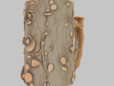 Stylized Wooden Mug Low-poly 3D model