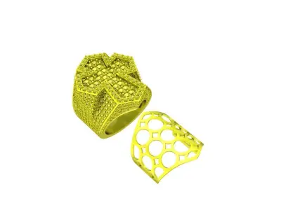 4851 New Ring Luxury Diamond Cross Men Ring 3D print model