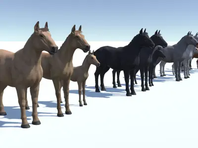 Horse Family Low-poly 3D model