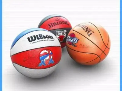 Basketball two basketballs with chicago bulls logo 3D model