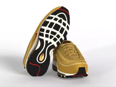 Nike Air Max 97 OG QS  Metallic Gold  884421 700 Low-poly 3D model