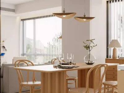 Modern living room dining room interior scenes 279 3D model