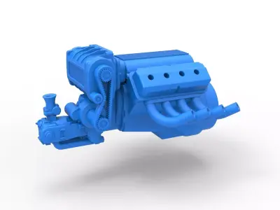 Engine V8 for vintage dragster V2 Scale 1 to 25 3D print model