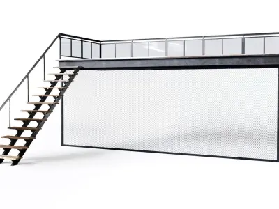 Metal stair with fencing Low-poly 3D model