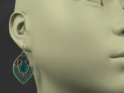 earrings peacock 3D model