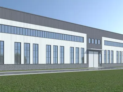 Industrial Building Factory 3D model 2