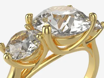 Gold Diamond Ring Jewelry 06 3D model