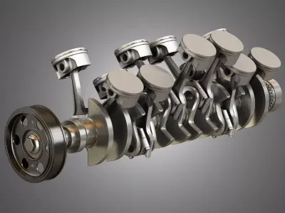 Crankshaft With Pistons - V12 Engine 3D model