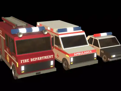 Cartoon cars 3D model