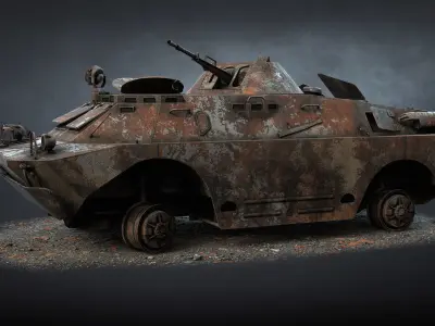 BRDM-2 Destroyed Low-poly 3D model