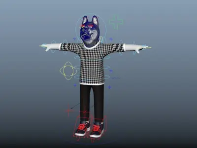 Jack humanoid dog character  3D model