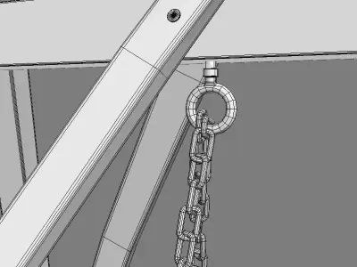 Multiple Seats Wooden Swing 1 3D model