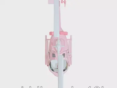 Pink Helicopter with Decorative Bows and Pearlescent Finish Low-poly 3D model