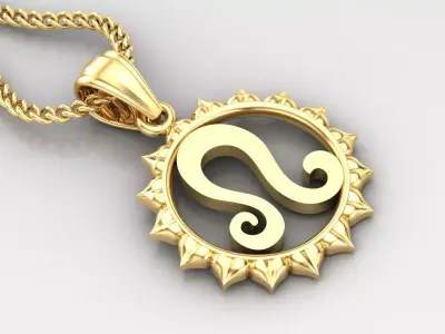 Sun Leo Light Gold Pendant Version 7 3D print model