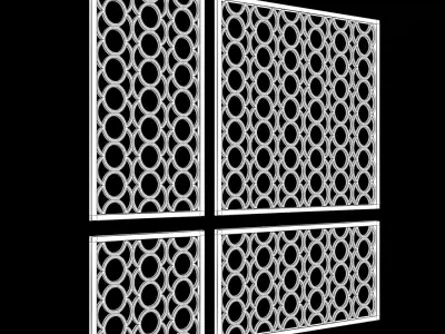 Wood Arabic Islamic pattern decorative grill screen 3D model