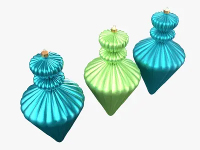 Christmas Tree Ornament Set10 - Turquoise Green  Low-poly 3D model