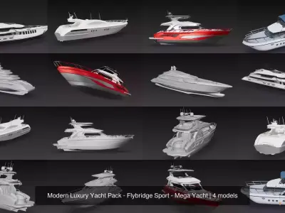 Modern Luxury Yacht Pack - Flybridge Sport - Mega Yacht
