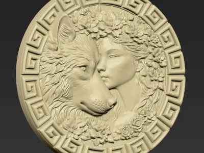 Wolf and Girl Pendant A102 3D print model