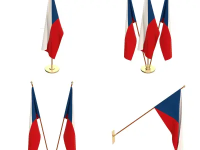 Czech Republic Flag Pack 3D model