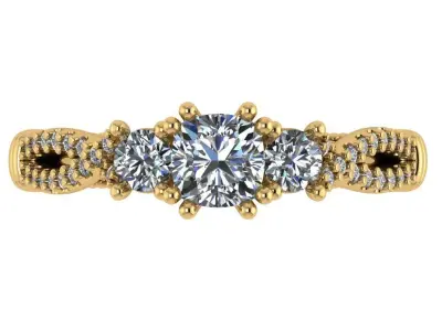 three stone solitare luxury ring  3D print model