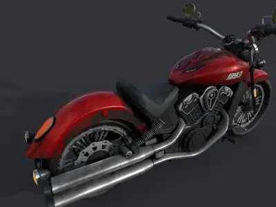 Realistic 3d Bike indian scout motorcycle Low-poly 3D model