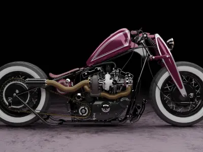 Custom Harley Davidson Bobber Low-poly 3D model