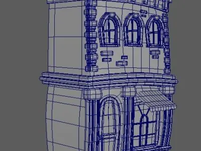 Cartoon Town House Building 3D Model Low-poly 3D model