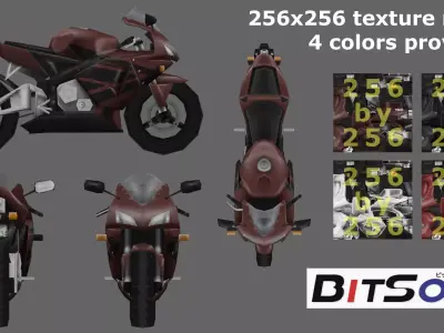 Sport Bike - low-poly PSX-PS2 style Low-poly 3D model