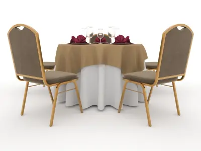 Banquet Table and Chair 11 3D model
