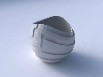 Bowl compressed 3 with sharp ribbons 3D print model