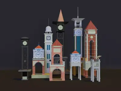 Elizabeth Clock Tower Brighton 3D model Low-poly 3D model