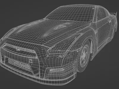 Nissan GTR Drag Racing Car Low-poly 3D model