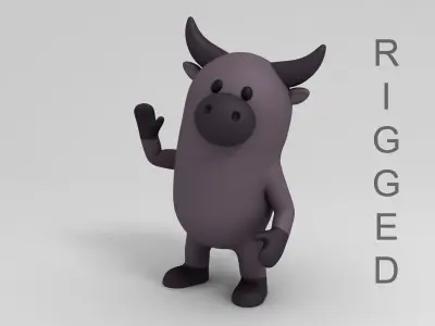 Rigged Cartoon Buffalo 3D model