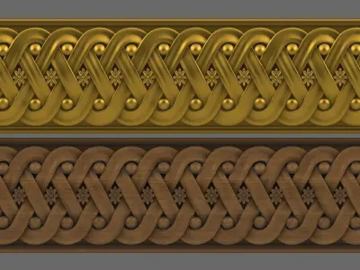 Moulding 3D model gold and braided border 3D model