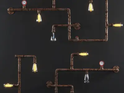 60 pipe kitbash with 3 material  3D model