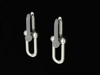 Tiffany  type  earrings with xlarge links  3d model 3D model