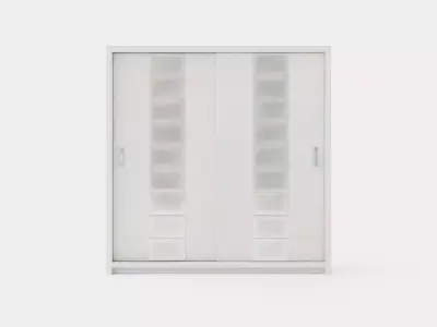 Maxima Wardrobe 215 Cm Led Lighting 2 Sliding Doors White Low-poly 3D model