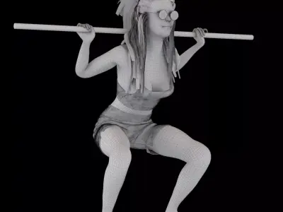 body builder sport girl 3D model