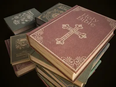 Vintage books Low-poly 3D model