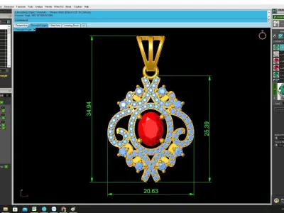 Luxury Vintage Oval Gemstone Pendant Design 4248 3D print model