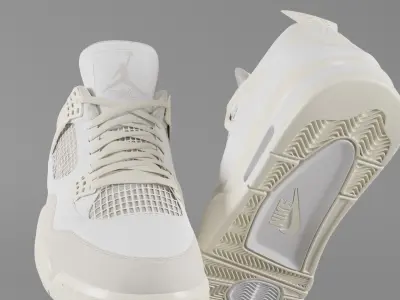 Jordan 4 Sail Shoe Low-poly 3D model